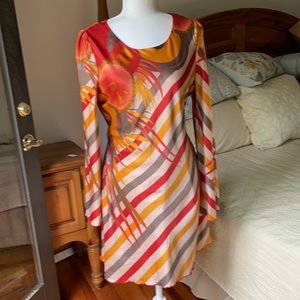 Nico La Vibrant  Orange Graphics Dress Size Medium